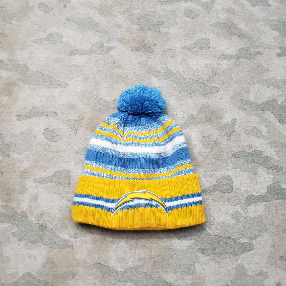 Los Angeles Chargers Beanie Mens OSFM Blue Striped Knit Pom Pom NFL Football